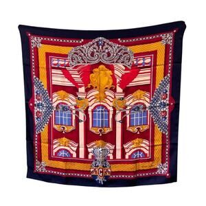 Cartier Vintage Silk Scarf La Belle Époque Exceptionnelles Jewelry Motif Red